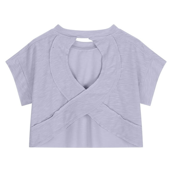 XIYON Girls T Shirt Loose Casual Short Sleeve Fitness Backless Top 2025 Backless Yoga Sports Short Running T Shirt Streetwear