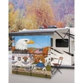 thumbnail image 5 of 4th of July RV Awning Sun Shade Screen 9'X7' Bald Eagle Horse Carriage Mesh Sunscreen American Village Scene Awning Shade Screen with Zipper UV Blocker Completed Kits for RV Motorhome Camper, 5 of 7