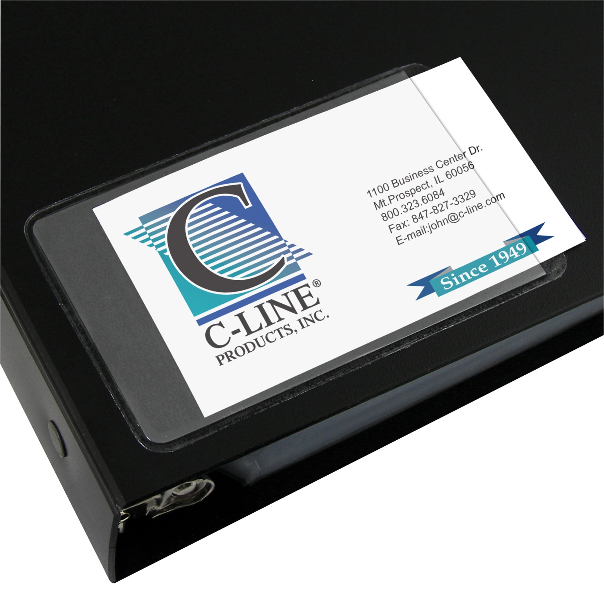 Self-Adhesive Business Card Holder, Side Load, 2 x 3 1/2, 10/PK (Set of 5 PK)