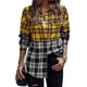 thumbnail image 1 of Camisa de mujer Blusa con estampado de cuadros Manga larga Solapa con botones para invierno Otoño Amarillo XL, 1 of 6