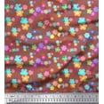 thumbnail image 1 of Soimoi Brown Rayon Crepe Fabric Insect & Floral Clip Art Print Sewing Fabric BTY 46 Inch Wide, 1 of 3