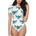 thumbnail image 1 of Kdxio Justaucorps à Manches Courtes Imprimé Requin pour Femmes Col Rond Modal Doux Confortable Haut Aguichant-TG, 1 of 7