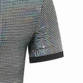 thumbnail image 5 of VSSSJ Men's Disco Shirt Sparkly Sequins Short Sleeve Button Down Shirts Slim Fit Lapel Stylish Dress Shirts 70s Party Costume Silver L, 5 of 8