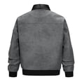 thumbnail image 5 of Men's Vintage Patchwork Jacket, Baseball Collar Zipper Coat With Multi-Pockets, Casual Biker Short Workwear Outerwear Gray XL, 5 of 9