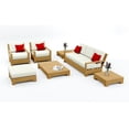 thumbnail image 2 of Leveb Teak Wood 7 Pc Sofa Set: Sofa, 2 Lounge Chairs, Ottoman, Coffee Table & 2 Side Tables With Cushions in Outdoor Sunbrella Fabric #5404 Canvas Natural, 2 of 3