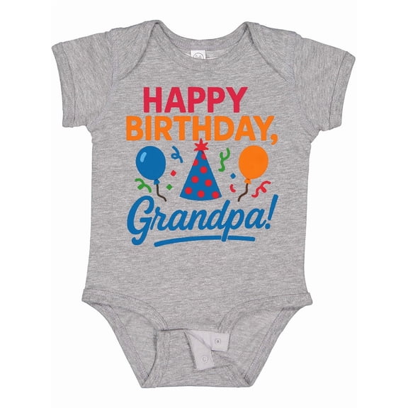 Inktastic Happy Birthday Grandpa Party Hat Balloons Boys or Girls Baby Bodysuit