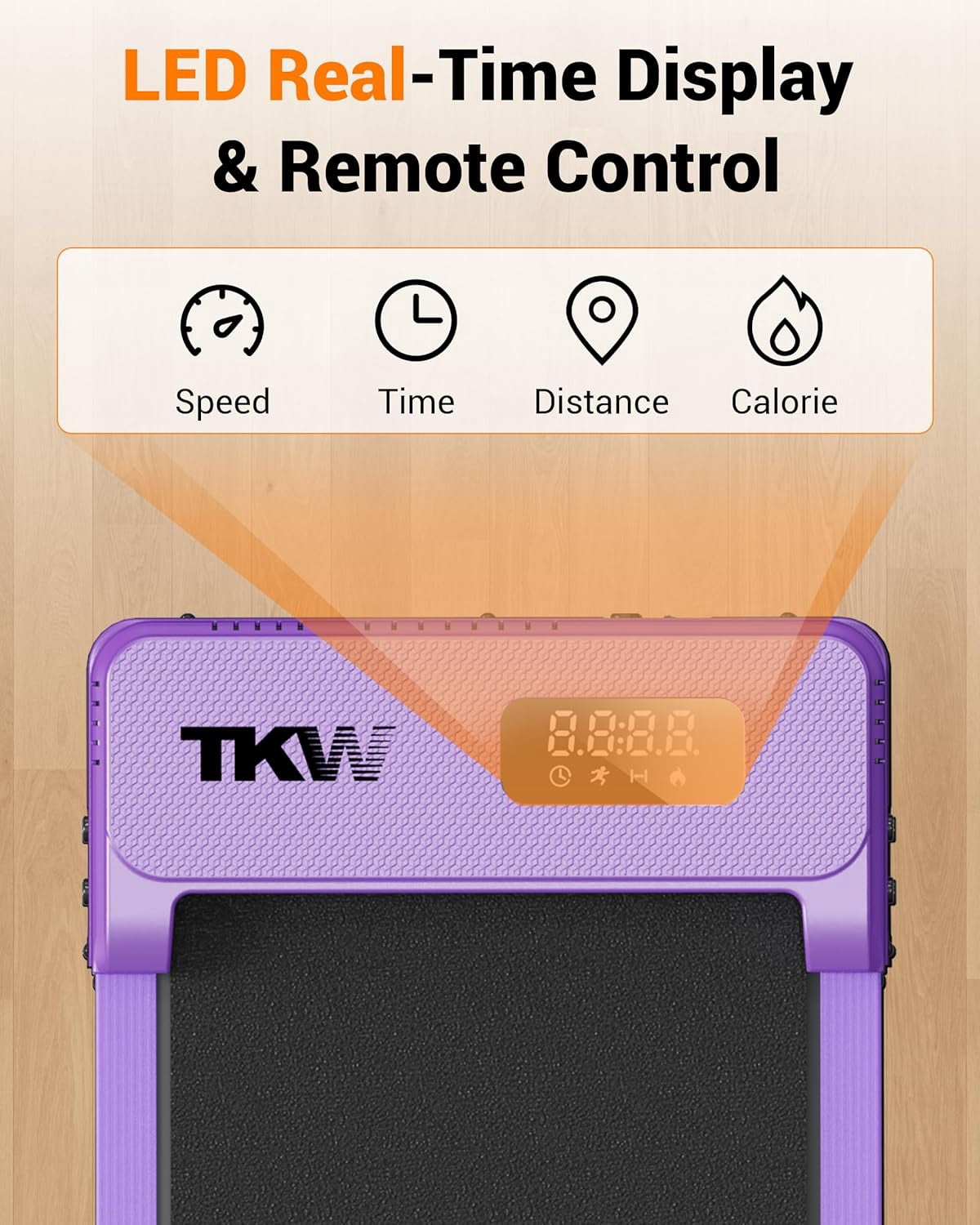 TKW Under Desk Walking Pad Treadmill, Portable Compact walkingpad treadmill for Apartment & Small Space Home Fitness, 200 lbs Capacity walk pad Walking Pad, Purple