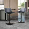 thumbnail image 4 of Adjustable Bar Stools Set of 2, Swivel Counter Height Stools with Back Support, PU Leather Mid-Century Modern Kitchen Island Stools, 4 of 9