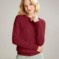 thumbnail image 2 of Stichou Sweaters for Women Long Sleeve Causal Pullover Soft Warm Cozy Lightweight Knit Sweaters Fall Outfits 2025 Wine 2XL, 2 of 9