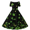 thumbnail image 4 of CYRBOKO Girls Dresses for St. Patrick's Day, A-line Casual Collared Dancewear Short Sleeve Dresses Black Size 11-12 T, 4 of 5