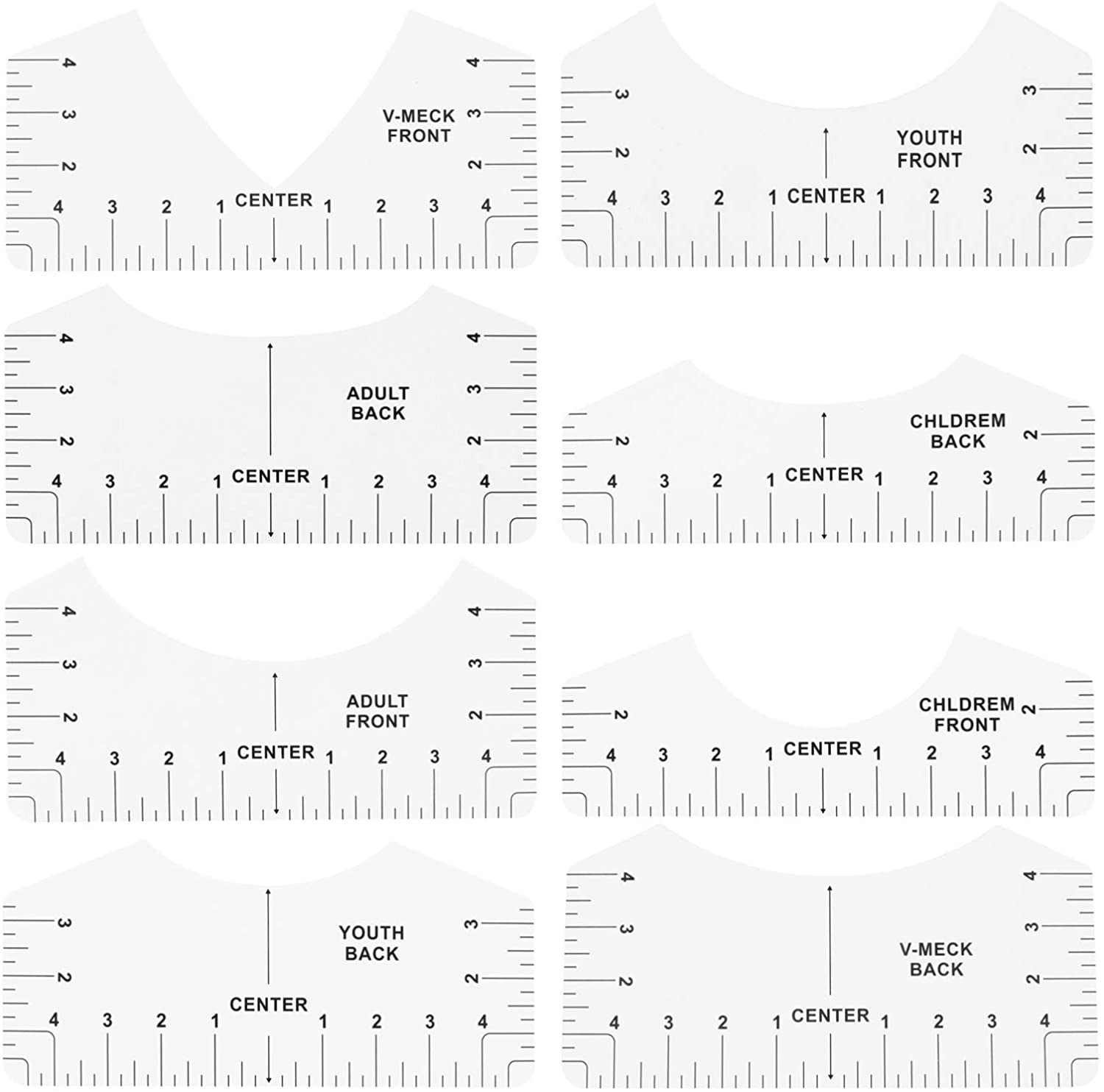 8 Pcs Outil d'Alignement de T-Shirt Guide de Règle de T-Shirt Outil de Taille de Règle de T-Shirt pour Créer un Centre de Design en Vinyle pour Sublimation Décor Blanc