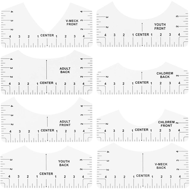 8pcs TShirt Alignment Tool T Shirt Ruler Guide Tool Tee Ruler Size Chart for Making Fashion Center Design Applying Vinyl Sublimation Decor White