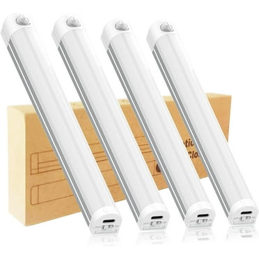 4 Pack Under Cabinet Lights Wireless Motion Sensor Light,21 LED USB Rechargeable Closet Under Counter Lighting for Bedroom Wardrobe Kitchen Stairs ,11.8 inch (2 White and 2 Warm)