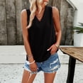 thumbnail image 2 of Women Summer Tops Women's Solid Color V Neck Sleeveless Vest Tank Comfort Top Crop Too Carry Camisole Compression Shirt Women V Neck Shirt Juniors Bra 30 Top Button Crop Pack Spotted Blouse Black S, 2 of 6