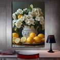 thumbnail image 3 of Mudket White Flower and Lemon Canvas Wall Art, Rustic Floral Kitchen Wall Decor, Vintage Fruit and Flower Pictures for Dining Room, Framed Ready to Hang - 12"L x 8"W, 3 of 10
