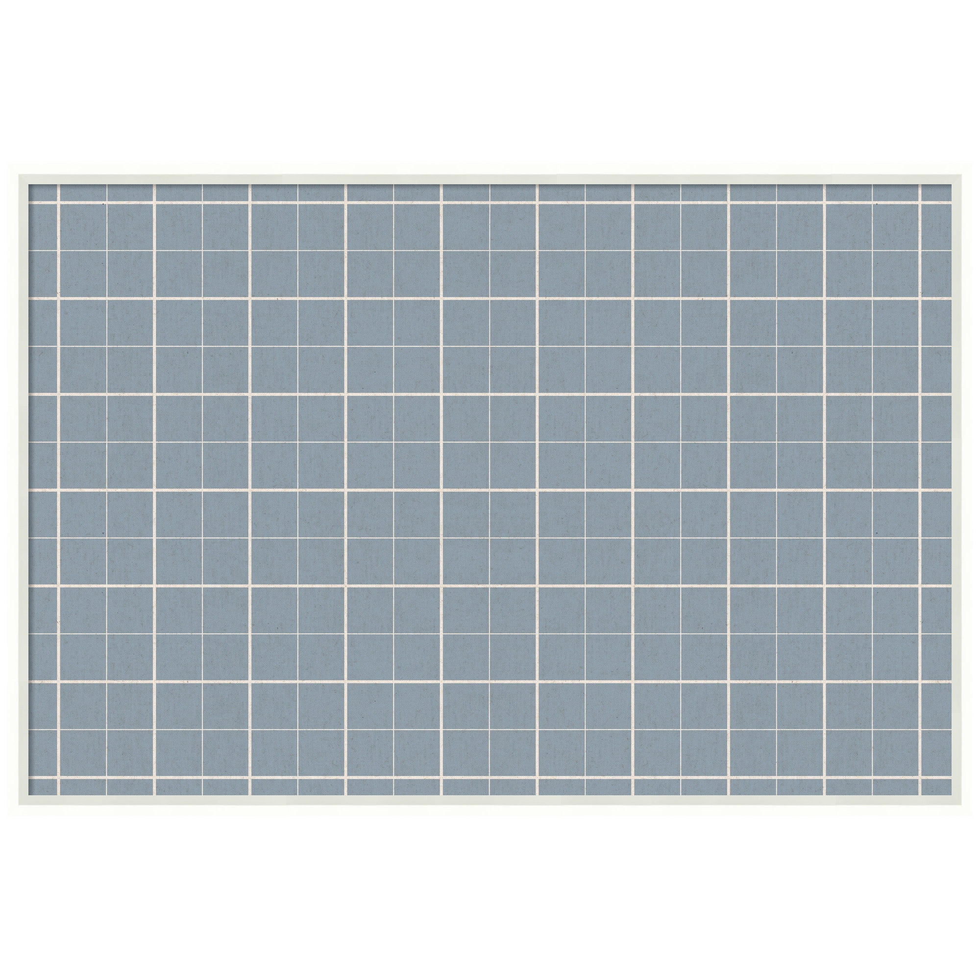 Kate and Laurel Framed Fabric Pinboard 37 x 25, Light Blue Plaid Printed Linen Modern Bulletin Board for Use as a Vision Board or Wall Organization, Lucie White Frame