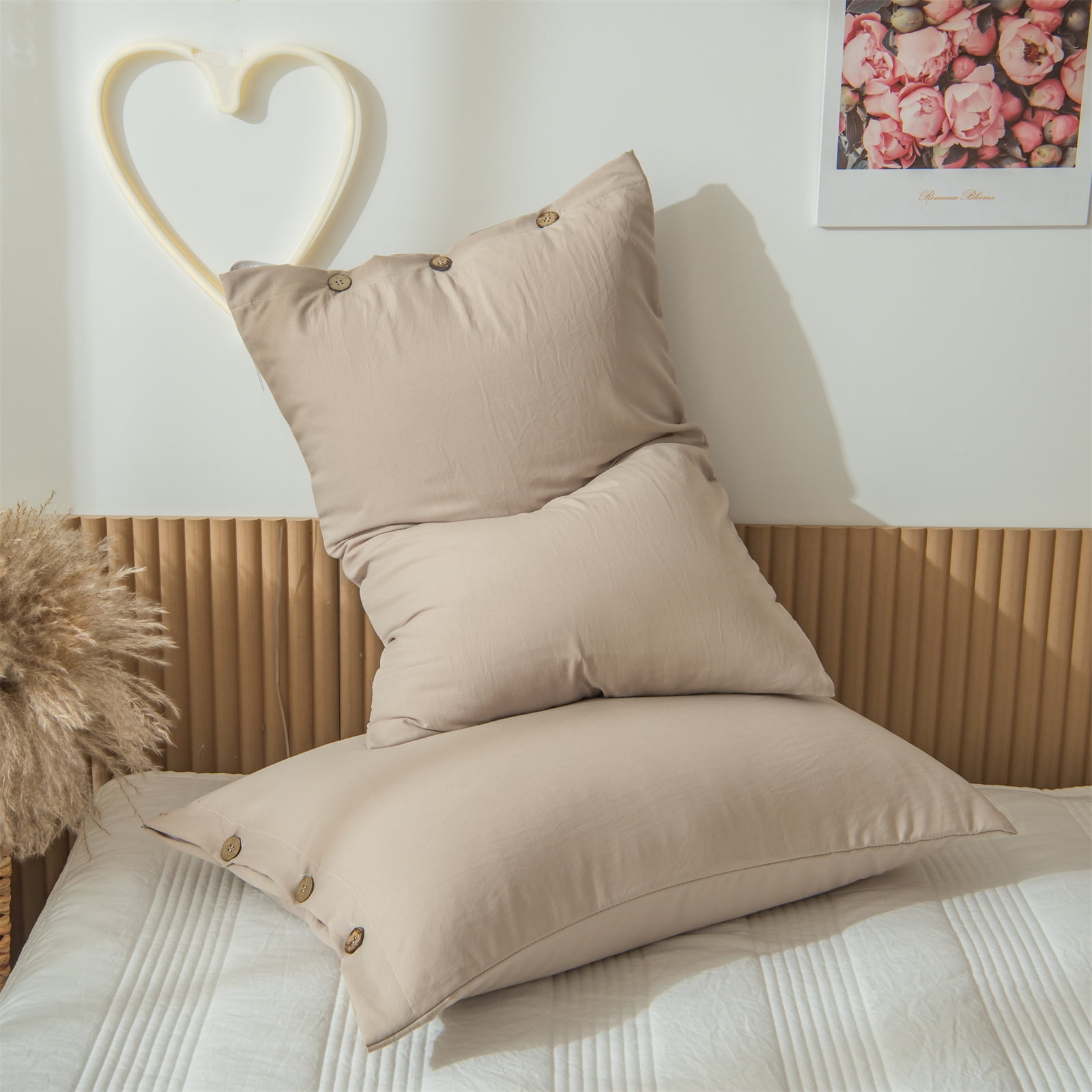 Move Over Taupe Tassel Pillowcases Queen With Button Closure Boho Tassel Pillow Cover Set Of 2 100 Washed Microfiber 2 Pack Other Queen