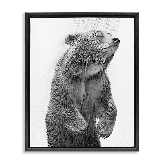 Stupell Industries Contemporary Bear Bathroom Splash Black Floating Frame Canvas Art, 17 x 21, by Annalisa Latella