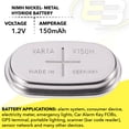 thumbnail image 2 of VARTA V150H 1.2V 150mAh NiMH Rechargeable Button Cell Battery 55615101501, 2 of 2