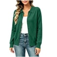 thumbnail image 2 of ClodeEU Women's Collared Long Sleeve Button Down Knit Cardigan,Lightweight Sweater Jacket Green,Women's Plus L, 2 of 7