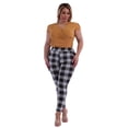 thumbnail image 3 of Plus Size Tummy Control Sculpting Treggings - Black, White, Mustard Plaid, 3 of 8