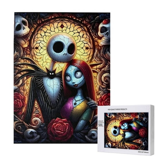 Lsque The Nightmare Before Christmas Pattern Wooden Picture Puzzle ,500 Piece Jigsaw Puzzle ,Family Fun Puzzle, Home Décor Puzzle, Gift Puzzle(Vertical style)