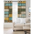 thumbnail image 2 of Brown Blue Vintage Kitchen Curtains Retro Farmhouse Elegant Pastoral Cafe Short Curtains for Bathroom Blackout Window Curtain Grommet Small Window Treatment Drapes for Bedroom Living Room 27.5"x39"x2, 2 of 9