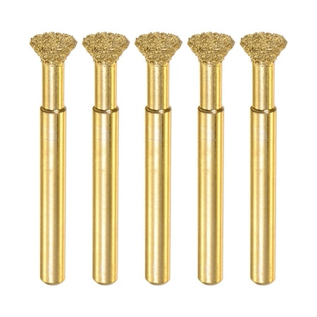 

5 Pack Diamond Mounted Point 10mm Brazed Grinder Inverted Cone Head 6mm Shank Grinding Rotary Bits