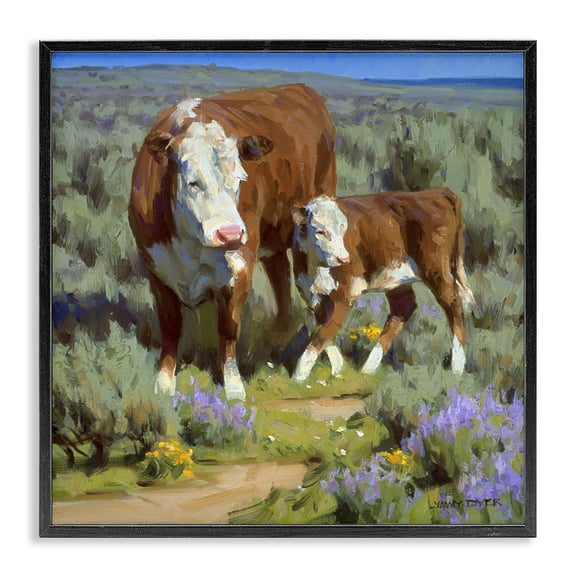 Stupell Industries Farmhouse Cattle In Lush Countryside Pasture Black Framed Giclee Art, 12 x 12, by Jimmy Dyer