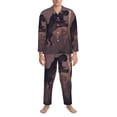 thumbnail image 3 of Naloa Dinosaur Moonlit Forest Men’s Pajamas Set - Long Sleeve Button Down Sleep Shirt and Pajama Bottoms Sleepwear Set-Medium, 3 of 7