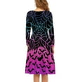thumbnail image 3 of FKELYI Hippie Halloween Women Dresses Size 3XL Stretchy Spider Bats Swing Party Dress Durable Women Long Sleeve Dress to Look Thin, 3 of 4