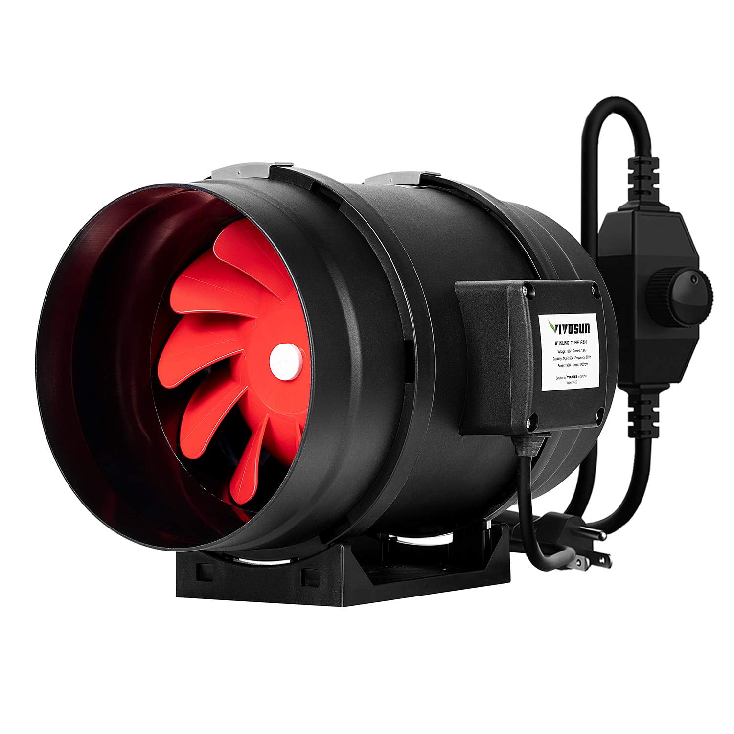 VIVOSUN 4Inch 190 CFM Inline Duct Fan w/ Carbon Filter Odor Control  for Tent 