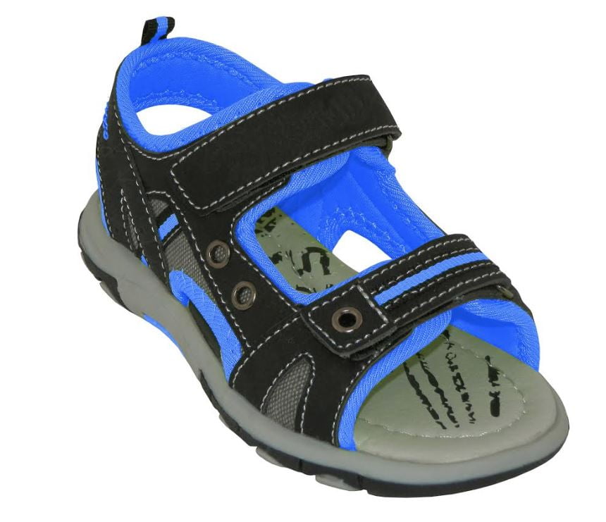 Color : Blue+Beige , Size : 10 UK Non-Slip Boys Shoes Double Adjustable Strap Closed-Toe Sandals Durable Toddler/Little Kid