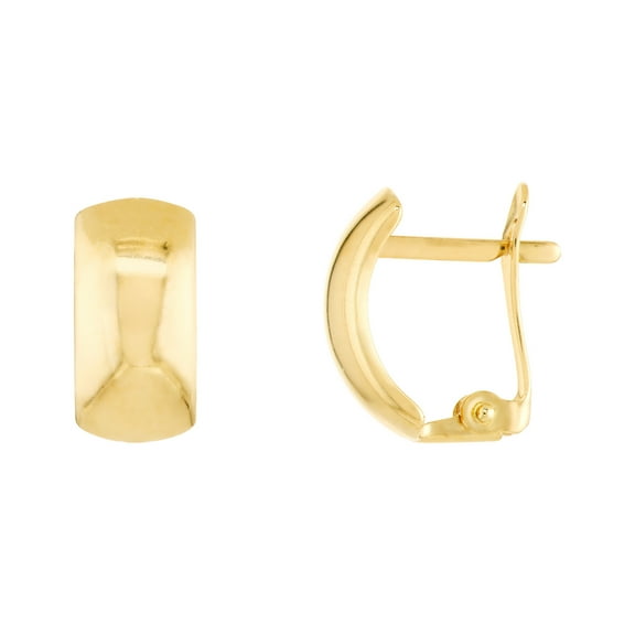 Honey Crush Real 14K Yellow Gold Polished Curve Leverback Earrings (6.1mm, 10.8mm)