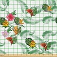 thumbnail image 2 of Ambesonne Hawaiian Fabric by the Yard Upholstery, Monstera Leaves Ornament, 1 Yard, Cinnamon and Fern Green, 2 of 5