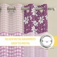 thumbnail image 6 of Boho Purple Flowers Kitchen Curtains Window Panels, Spring Floral Botanical Patchwork Vintage Insulated Window Treatment Curtain, Grommet Curtains for Bedroom/Living Room/Bathroom, 2 Piece 52"Wx72"L, 6 of 8