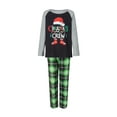 thumbnail image 3 of Black Green Family Christmas Pajamas Matching Sets Long Sleeve Letter Print Raglan Tops + Plaid Pants Set Sleepwear, 3 of 10