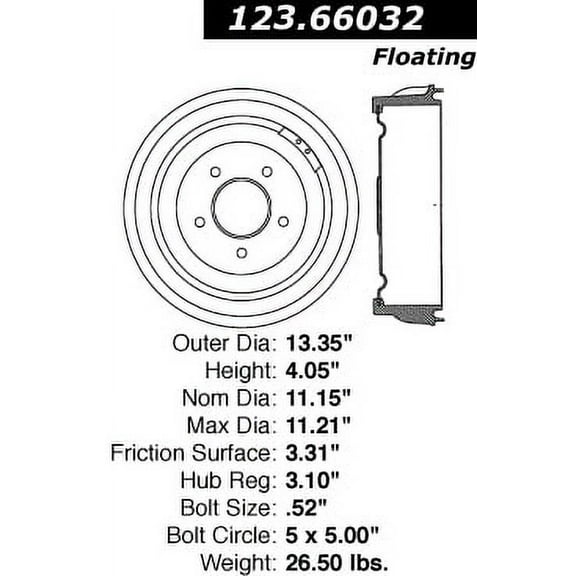 Centric C-Tek Brake Drum, #123-66032