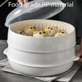 thumbnail image 4 of Microwave Oven Steamer, Round & Square Microwave Oven Steamer with transparent lid, Large Capacity Easy to Clean for Cooking Dumplings, Vegetable (Square single layer), 4 of 8