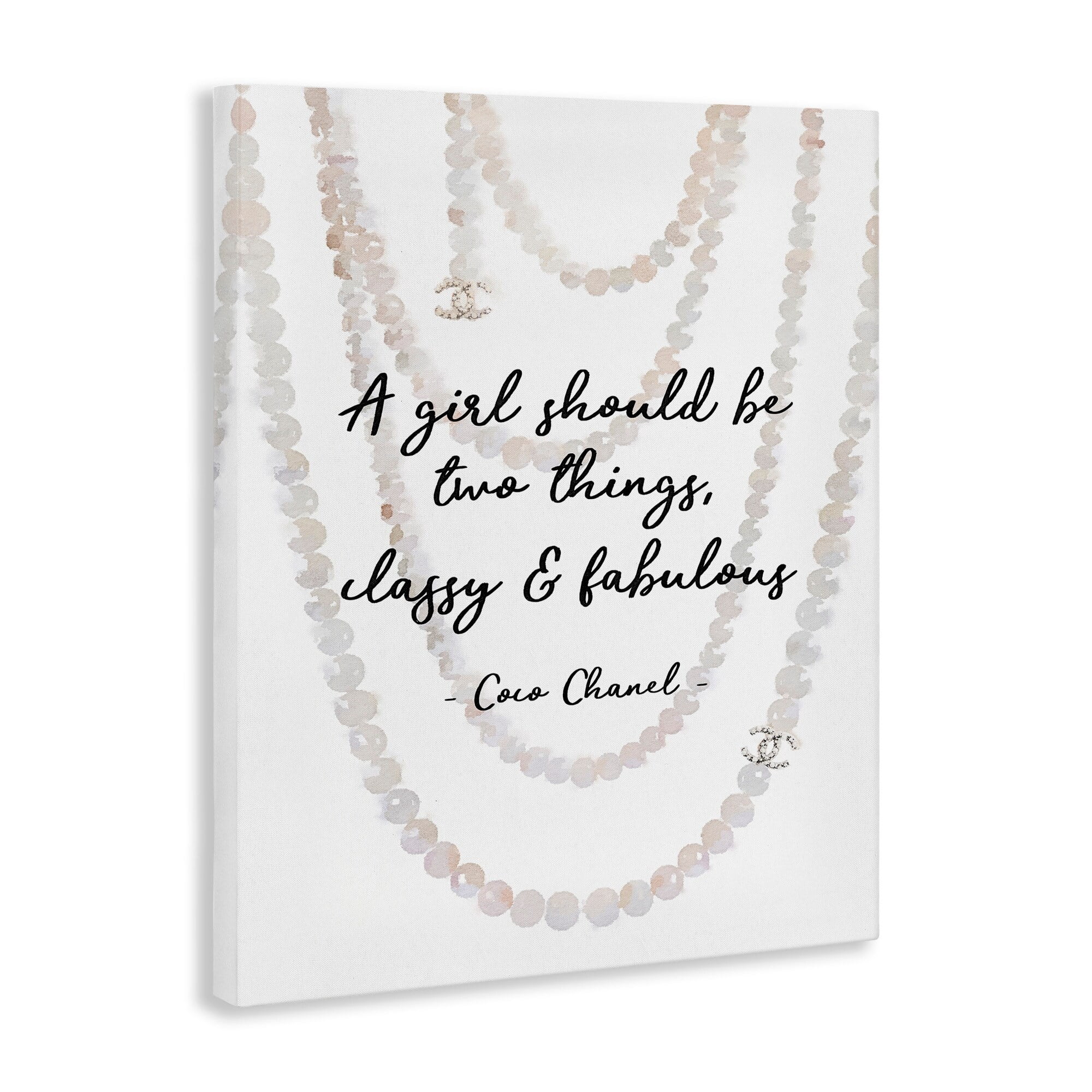 The Stupell Home Decor Classy and Fabulous Fashion Quote with Pearls Canvas Wall Art