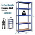 thumbnail image 2 of Gymax 3PCS 72'' Metal 5-Tier Garage Storage Rack Shelf Adjustable Freestanding Blue, 2 of 9