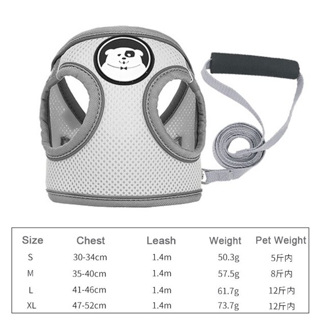 Pet Harness Vest with Leash Adjustable Reflective Dog Cat Strap Collars for Small Medium Dogs Puppy Harness Breathable Mesh
