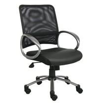 Boss Office Products Mesh Task Office Chair with Pewter Finish and Casters, Black