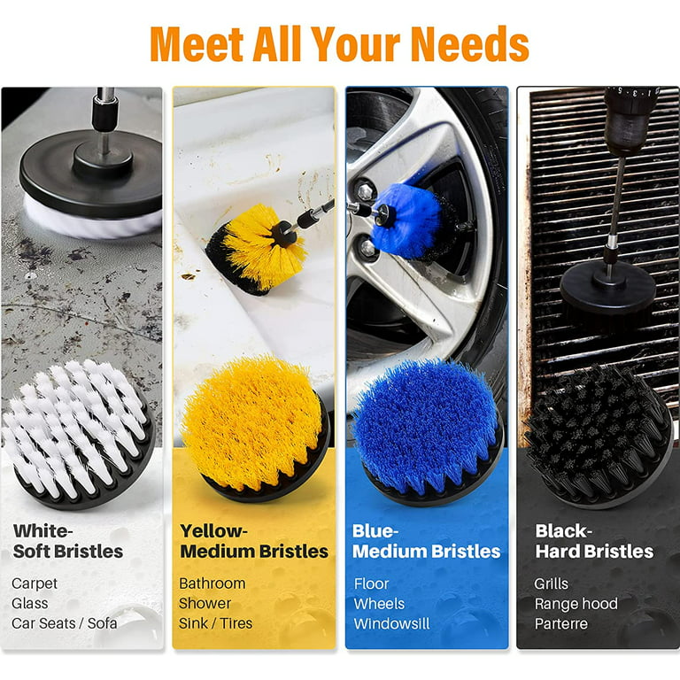 AstroAI Drill Brush Attachment Set 6 Pack-Power Scrubber Cleaning Kit with  Extend for Car Detailing, Bathroom Surfaces, Kitchen, Shower, Blue
