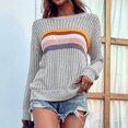 thumbnail image 5 of Womens Knitted Sweater Soft Breathable Womens Loose Sweater Rainbow Stripes For Office For Daily For Dating ANGGREK Ropa, 5 of 5