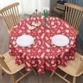 thumbnail image 3 of Red Christmas Pattern Round Tablecloth 60"x60",Wrinkle Wipeable Table Cloth for Kitchen Dining Room Picnic Patio Party, 3 of 6