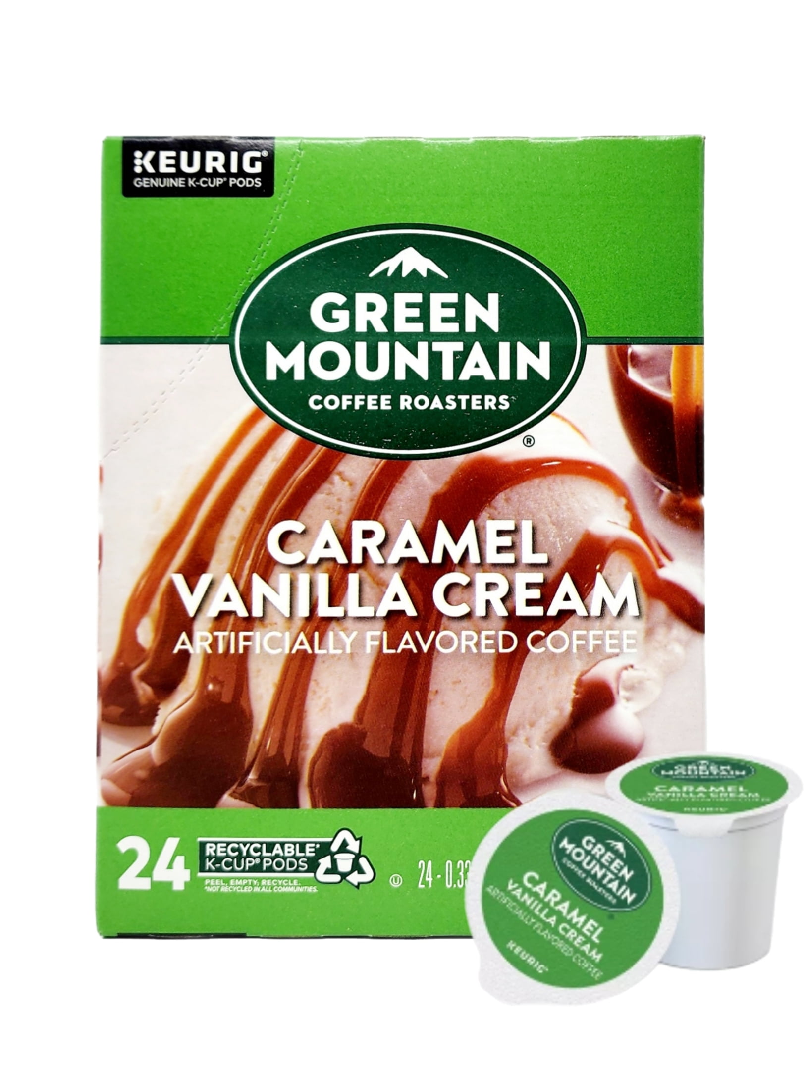 Green Mountain Cinnamon Sugar Cookie and Caramel Vanilla Cream Coffee K Cup Pods, 24 K Cups Per Flavor