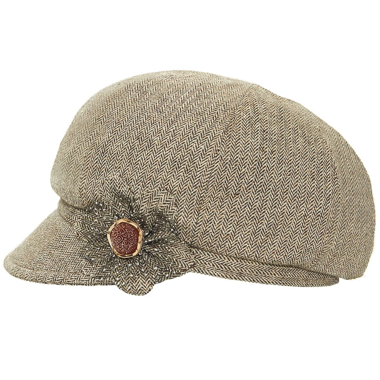 2 Pcs Women\'s Newsboy Cap Retro Classic Visor Beret Hats with Flower Buckle Juiterchy Women Retro Classic Visor Newsboy Cabbie Cap Beret  main image 2
