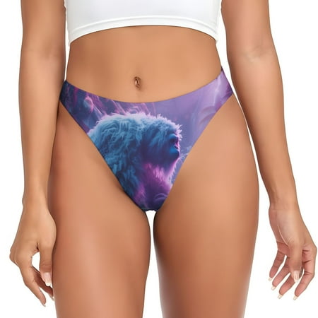 Gaeub Mystical White gorilla Jungle Print Women s Thong No Show Panties Low Waist G-String Seamless Thongs Breathable Panties-Large
