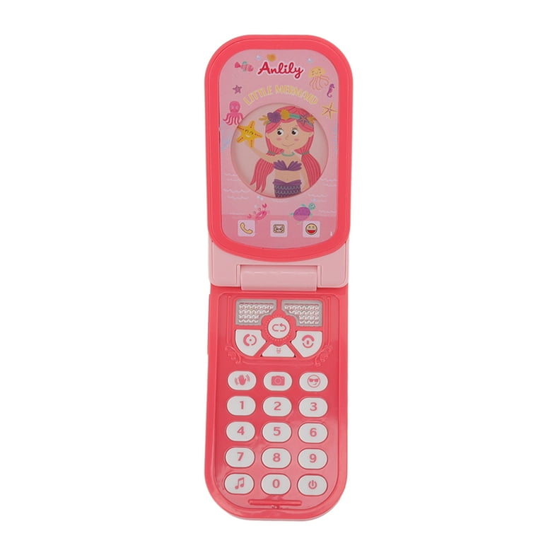 Flip Cell Phone Toys, Interactive Volume Adjustment Baby Mobile Phone Toy  English Learning With Music For Enlightenment Pink,Green